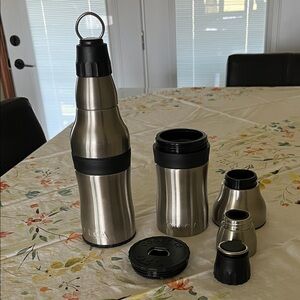 Stainless Steel Insulated Bottle Set with Accessories - Silver
